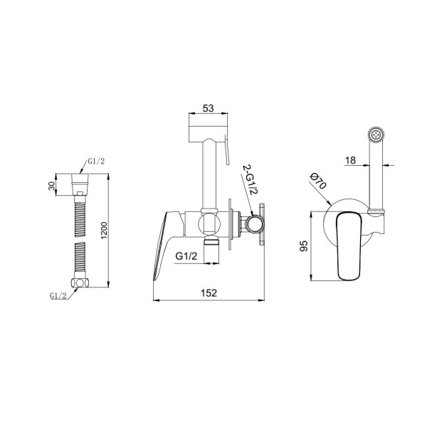 Смеситель с гигиеническим душем Aquatek Вега оружейная сталь (AQ1019BGM)