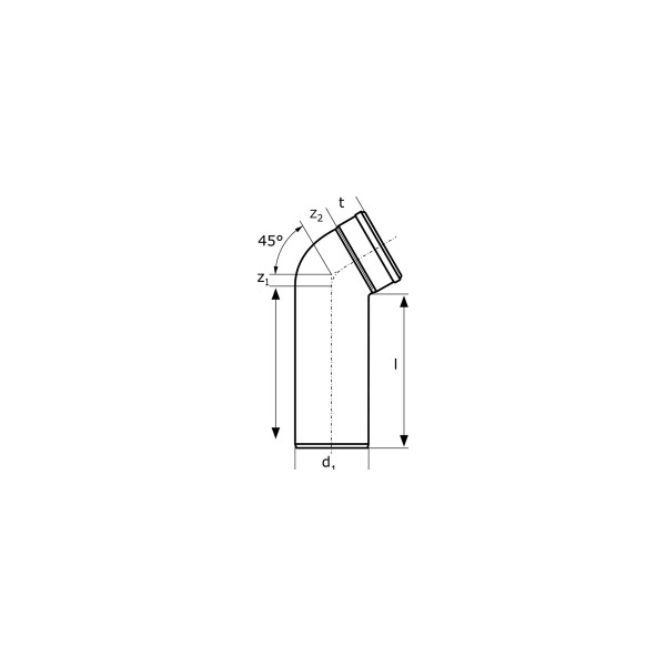 Отвод SKLB 110х45 удлиненный L=250 мм Ostendorf Skolan Safe PP-MD (335960) Отвод SKLB 110х45 удлиненный L=250 мм Ostendorf Skolan Safe PP-MD (335960)