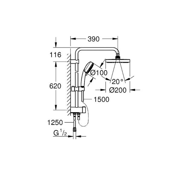 Душевая гарнитура Grohe New Tempesta Cosmopolitan System хром (27394002)