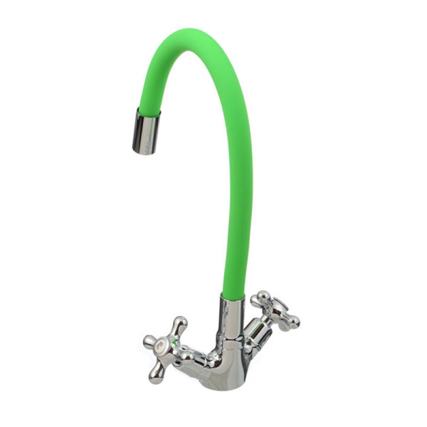 Смеситель для кухни Ex-promt Cross с гибким изливом, хром (Ex102.2-01 light green)