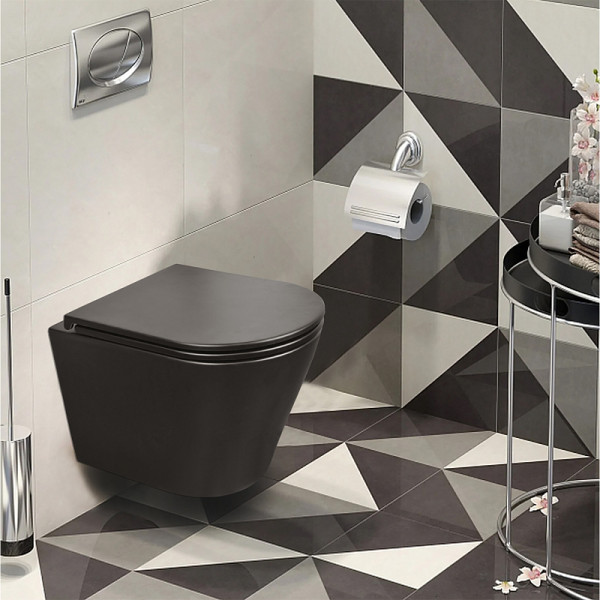 Унитаз подвесной Teramo безободковый с сиденьем микролифт 515x355x365 (AZ-0053-UQ3-MB)