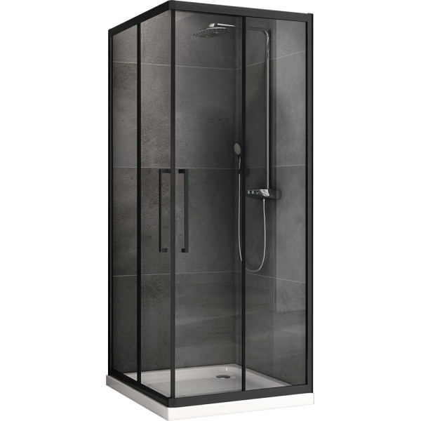 Душевой уголок Abber Schwarzer Diamant 80x80 стекло прозрачное, профиль черный (AG02080BH)
