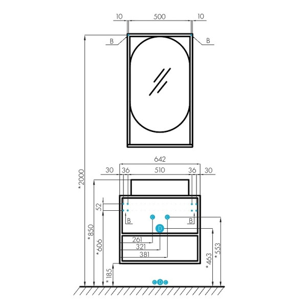 Тумба Aquaton Лофт Фабрик 65 Дуб Кантри/1WH501710 Раковина Одри Round (овальная)/1A242903LTDY0 Столешница Дуб Кантри (1A2423K1LTDY0)