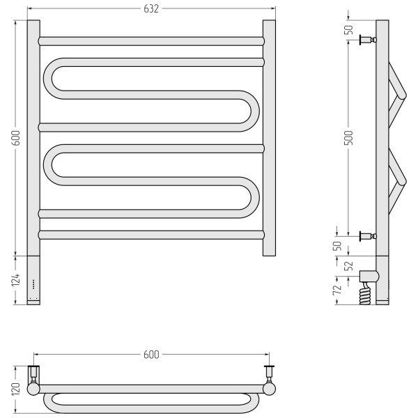 Полотенцесушитель электрический Сунержа Элегия 3.0 600x600 провод слева матовый белый (30-5818-6060) Полотенцесушитель электрический Сунержа Элегия 3.0 600x600 провод слева матовый белый (30-5818-6060)