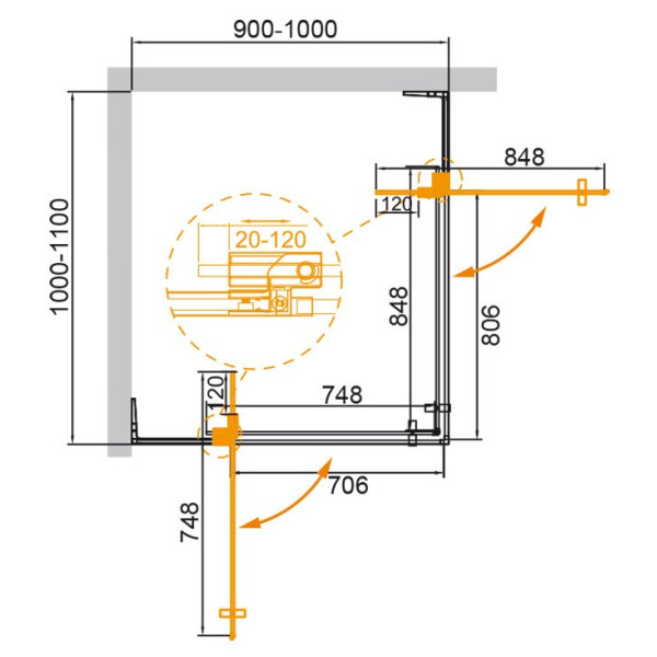 Душевой уголок Cezares Slider 90x100x195 стекло серый, профиль хром (SLIDER-AH-2-90/100-100/110-GRIGIO-Cr) Душевой уголок Cezares Slider 90x100x195 стекло серый, профиль хром (SLIDER-AH-2-90/100-100/110-GRIGIO-Cr)