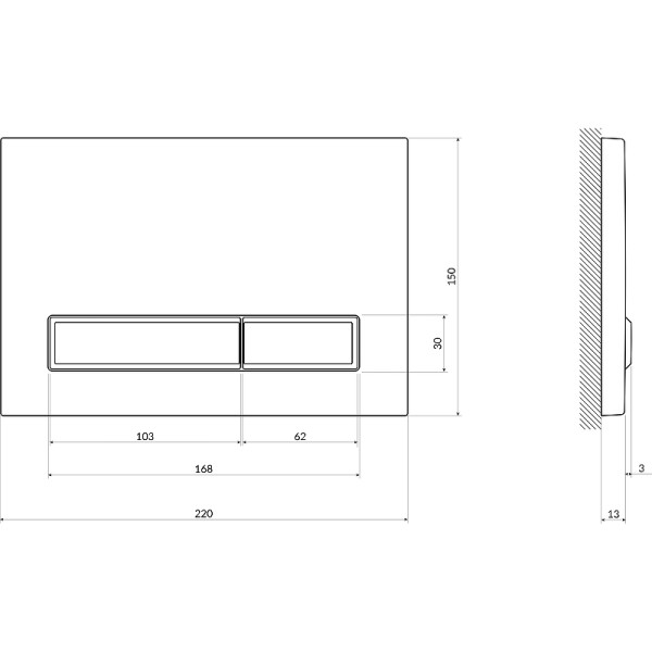 Клавиша смывная Сersanit Blick для LINK PRO/VECTOR/LINK/HI-TEC пластик черный матовый (64115)