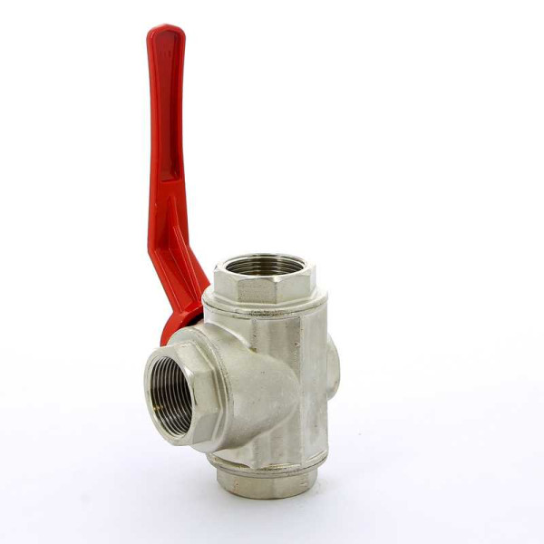 Кран Itap 1 1/4" шаровый трёхходовой L-порт (красная ручка-рычаг) (1280114L)