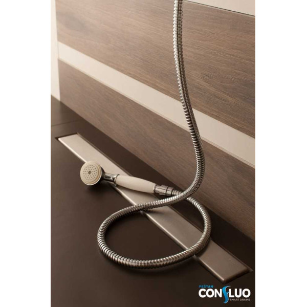 Душевой лоток Pestan Confluo Frameless Line 650 хром матовый/полая под плитку, без рамки (13701231)