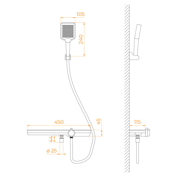 Смеситель для ванны и душа RGW серый (69140540-11)