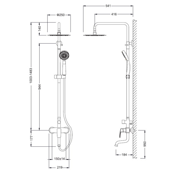 Душевая система с верхним душем, изливом и смесителем Zeegres Z.RILL (47052001) Душевая система с верхним душем, изливом и смесителем Zeegres Z.RILL (47052001)