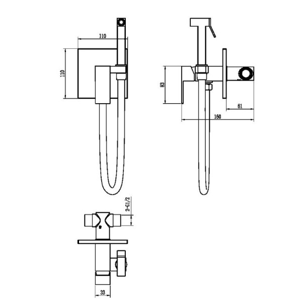 Смеситель с гигиеническим душем Boheme Qubic GM (графит) (477-GM) Смеситель с гигиеническим душем Boheme Qubic GM (графит) (477-GM)