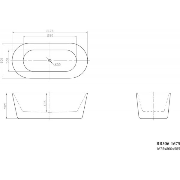 Ванна акриловая Belbagno 167,5х80 белая (BB306-1675)