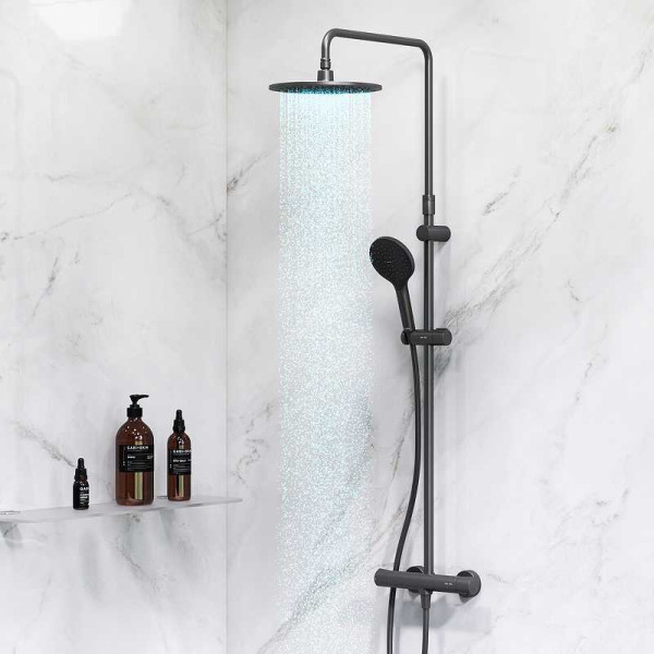 Душевая система AM.PM Like с термостатом, черная матовая (F0780422) Душевая система AM.PM Like с термостатом, черная матовая (F0780422)