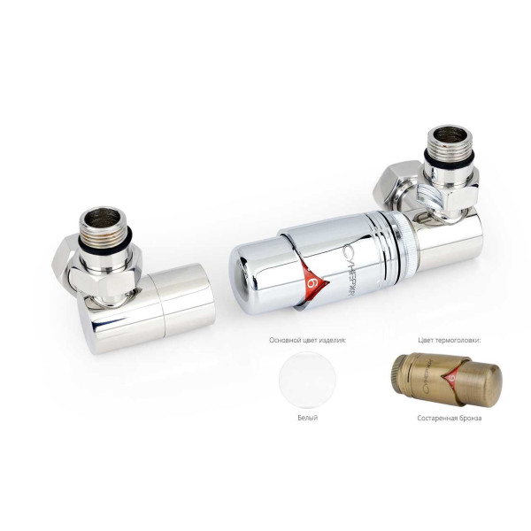 Автоматический терморегулятор Сунержа 3D правый 1/2"Нx3/4" накидная гайка набор (12-1422-6213)