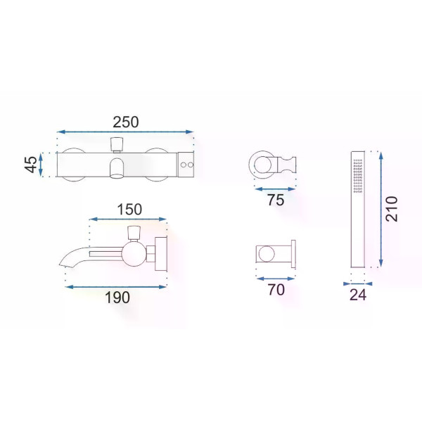 Смеситель для раковины Rea Lungo с душевым комплектом белый (REA-B8030)