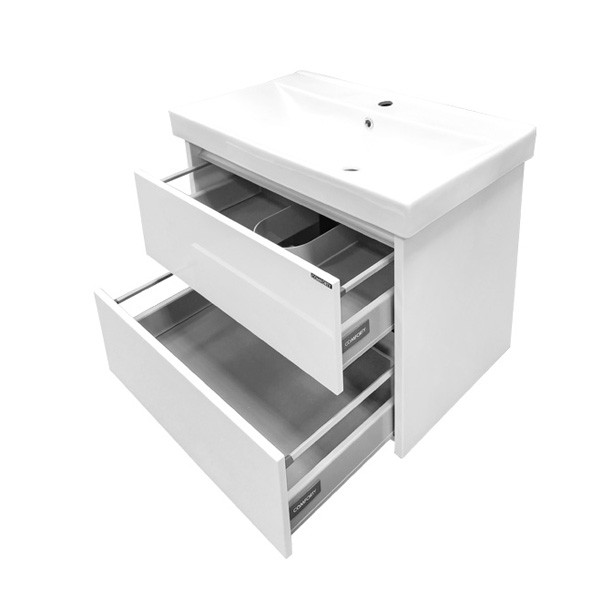 Тумба подвесная Comforty Верона 750x620x460 дуб белый матовый с раковиной (00-00001438)