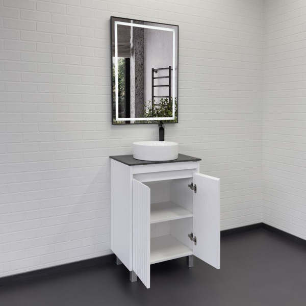 Тумба напольная Comforty Лея 600x950x400 черный глянцевый с раковиной (00-00019598)