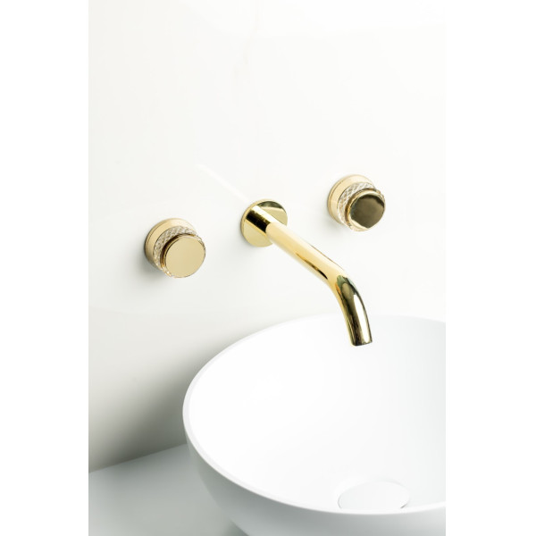 Смеситель для раковины на 3 отв.Boheme AURA G (золото) (152-2-G-A)