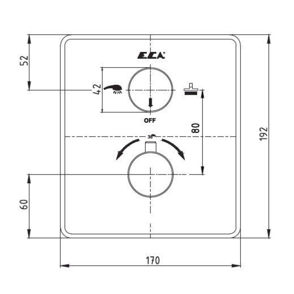 Смеситель для ванны и душа E.C.A. внешняя часть хром (102167215EX-KDE) Смеситель для ванны и душа E.C.A. внешняя часть хром (102167215EX-KDE)