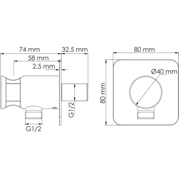 Подключение для шланга WasserKRAFT черный (A302)