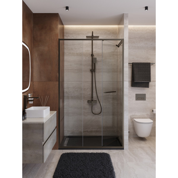 Душевая дверь Cezares Lux 130x195 стекло прозрачное, профиль оружейная сталь (LUX-B-FS-11-130-C-GM)