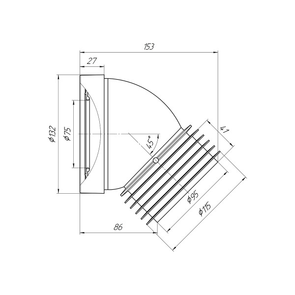 Отвод для унитаза 45 град. АНИ (короткий) АНИ пласт (W4228)