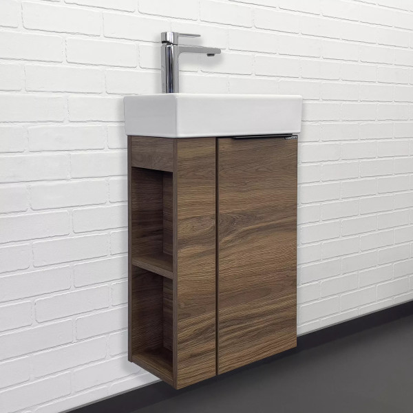 Тумба подвесная с раковиной Comforty Матэ 400x225x700 дуб темно-коричневый (00-00015325)