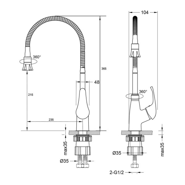 Смеситель для кухни Lemark Agata с гибким изливом хром (LM0712C) Смеситель для кухни Lemark Agata с гибким изливом хром (LM0712C)