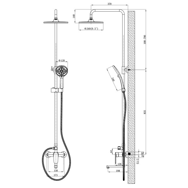 Душевая система Esko Lagos Black черный (ST205LGBL)