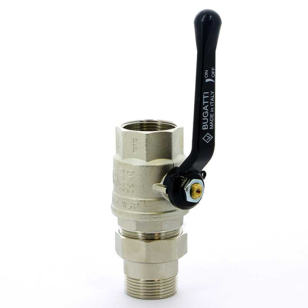 Кран Bugatti 1 1/4" шаровый со сгоном Oregon 320 (черная ручка) (03200038)