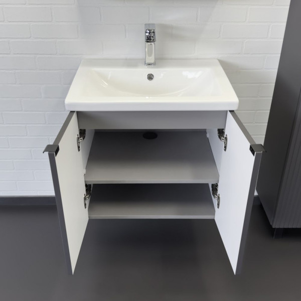 Тумба подвесная Comforty Лима 600x560x450 белый матовый с раковиной (00-00019236)