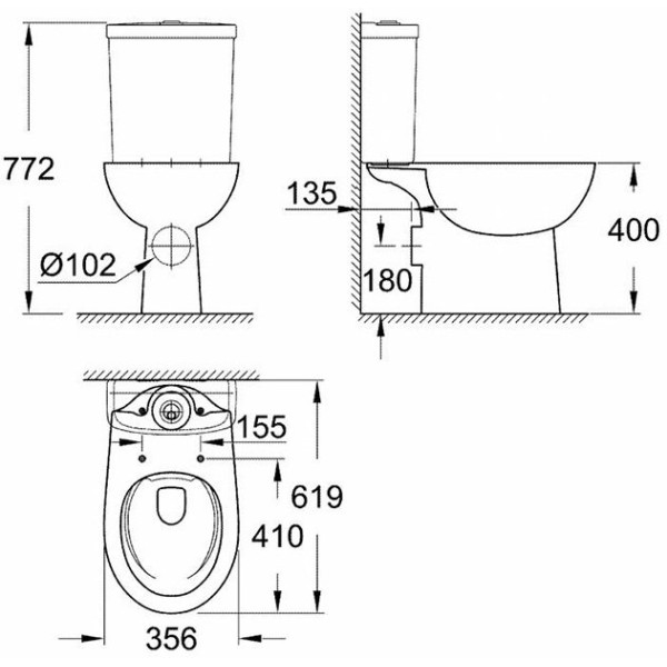 Унитаз напольный Grohe Bau Ceramic (белый)
