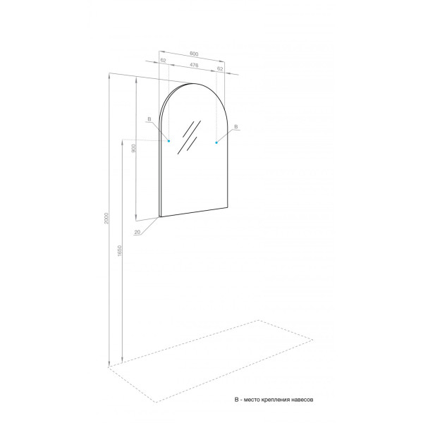 Зеркало Aquaton Санта-Барбара 600x20x900 серебристый (1.A286.6.02C.B01.0)