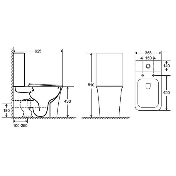 Унитаз напольный Velise безободковый с бачком и сиденьем микролифт 625x355x810 (AZ-1222A)