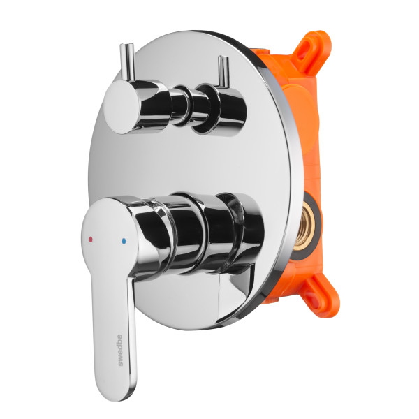 Смеситель для душа встраиваемый Swedbe Platta подключение на 2 выхода в монтажном боксе хром (5518) Смеситель для душа встраиваемый Swedbe Platta подключение на 2 выхода в монтажном боксе хром (5518)