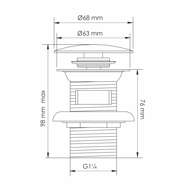 Донный клапан WasserKRAFT 6,8x92 стекло , профиль (A343) Донный клапан WasserKRAFT 6,8x92 стекло , профиль (A343)