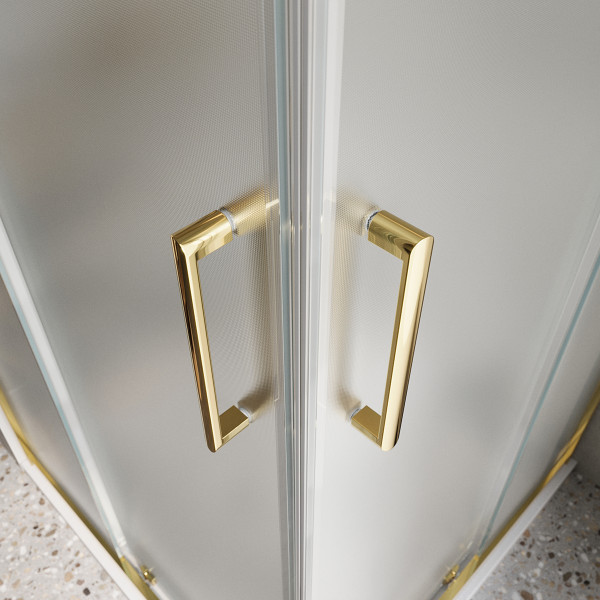 Душевой уголок BelBagno Luce 90x90x195 стекло рифленое бронзовое, профиль золото глянцевое (LUCE-A-2-90-P-ORO)