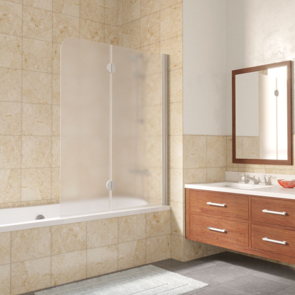 Душевая шторка на ванну Vegas Glass 120х140 E2V 120 07 10 R профиль матовый хром, стекло сатин Душевая шторка на ванну Vegas Glass 120х140 E2V 120 07 10 R профиль матовый хром, стекло сатин