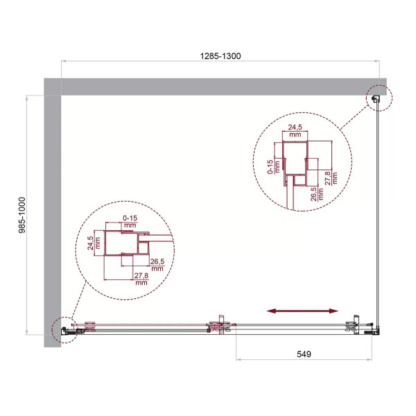 Душевой уголок BelBagno Luce 130x100x195 стекло прозрачное, профиль хром (LUCE-AH-1-130/100-C-Cr)