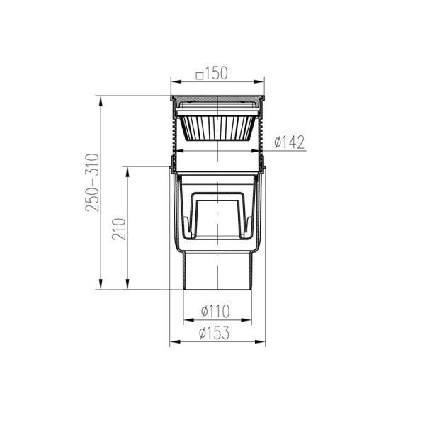 Трап канализационный MCH с нижним сливом D110 сухой затвор чугун