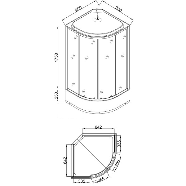 Душевая кабина Loranto 90x90x215 стекло прозрачное с узором, профиль хром, мозайчатый узор (CS-6690-25K 90)