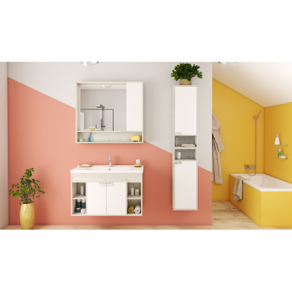 Тумба подвесная Aquaton Флай 992x429x610 белый, дуб крафт (1.A237.5.01F.AX1.0)