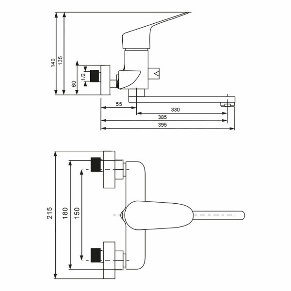 Смеситель для ванны и душа Wesnaart Nova черный (NOV03-320Black)