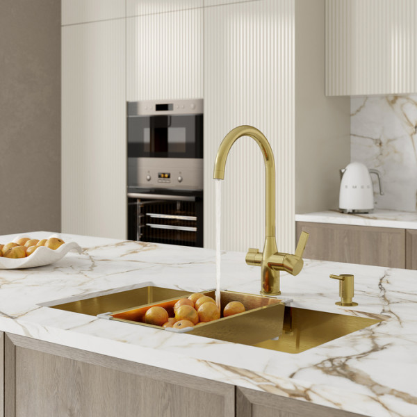 Смеситель для кухни Iddis Pure с каналом для фильтрованной воды золотой (PURMGFJi05)