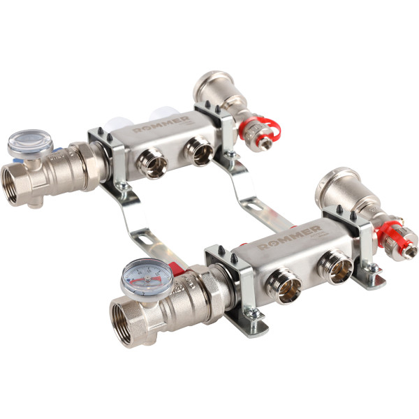 Коллекторная группа Rommer 2 отвода 1"x3/4" в сборе без расходомеров (нерж.сталь) (RMS-3210-000002) Коллекторная группа Rommer 2 отвода 1"x3/4" в сборе без расходомеров (нерж.сталь) (RMS-3210-000002)