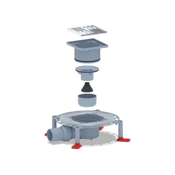 Трап горизонтальный 50 мм. (120*120) АНИ регулируемый, с комбинированным затвором (решетка нерж.ст.) АНИ пласт (TVZ5614)