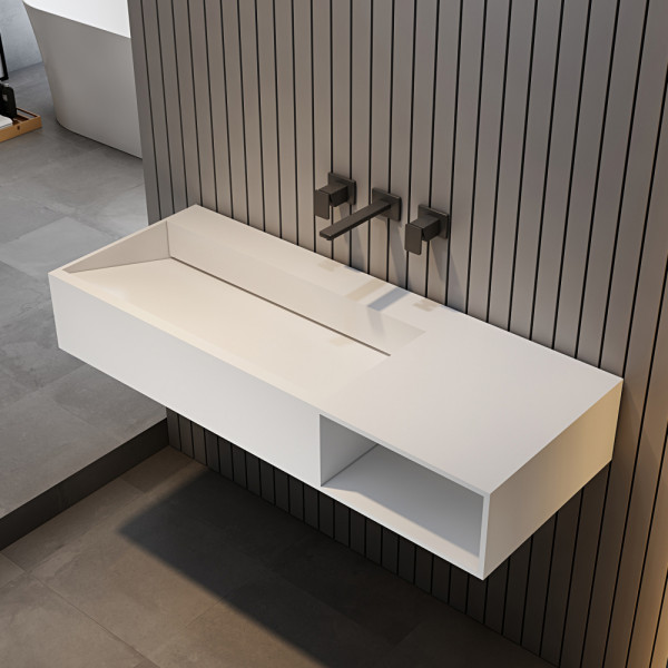 Тумба-раковина подвесная Abber Stein 200x1200x460 белая матовая (AS2640-1.2 R)