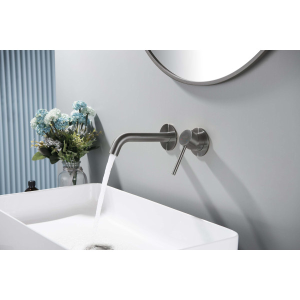 Смеситель для раковины Aquatek Европа встроенный (внешняя и скрытая часть) шлифованный черный хром (AQ1313BGM)