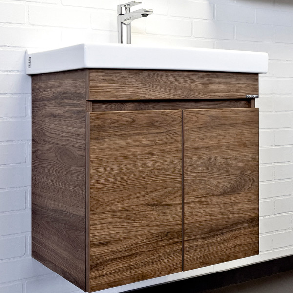 Тумба подвесная с раковиной Comforty Осло 600x400x630 дуб темно-коричневый (00-00011149)