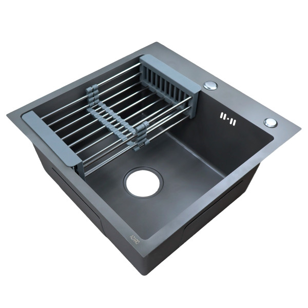Мойка для кухни Azario Nicole 500х500х220 в комплекте сифон диспенсер коландер серая соты (AZG5050H)